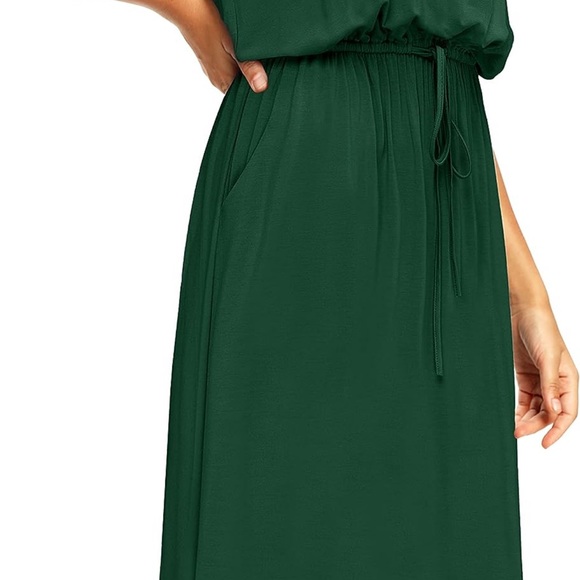 Womens Hide Belly Work Casual Midi Dresses with Pockets - Picture 2 of 3